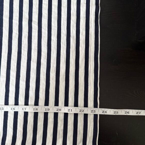 J Crew Top Women Sz M White Blue Stripe Boat Neck Nautical Coastal Preppy Casual - Picture 12 of 12